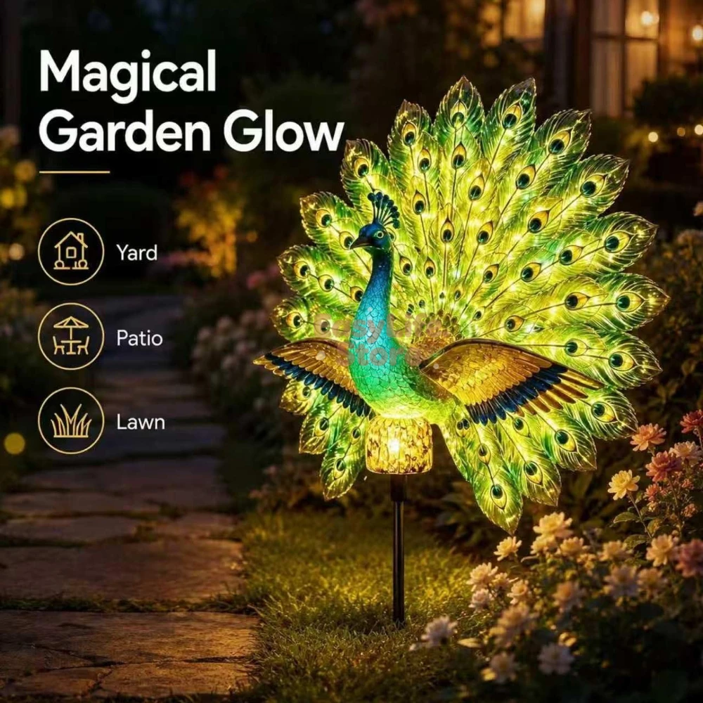 Outdoor Lighting Diy - Solar Peacock Garden Sculpture, Outdoor Decor