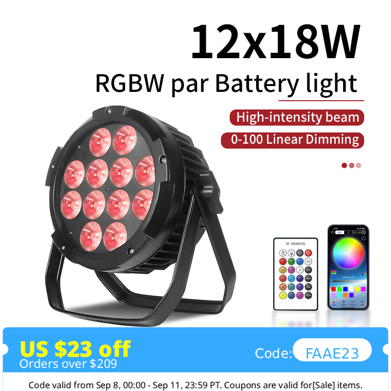 Outdoor Lighting On House - IP65 Waterproof 12X18W 6in1 Battery LED