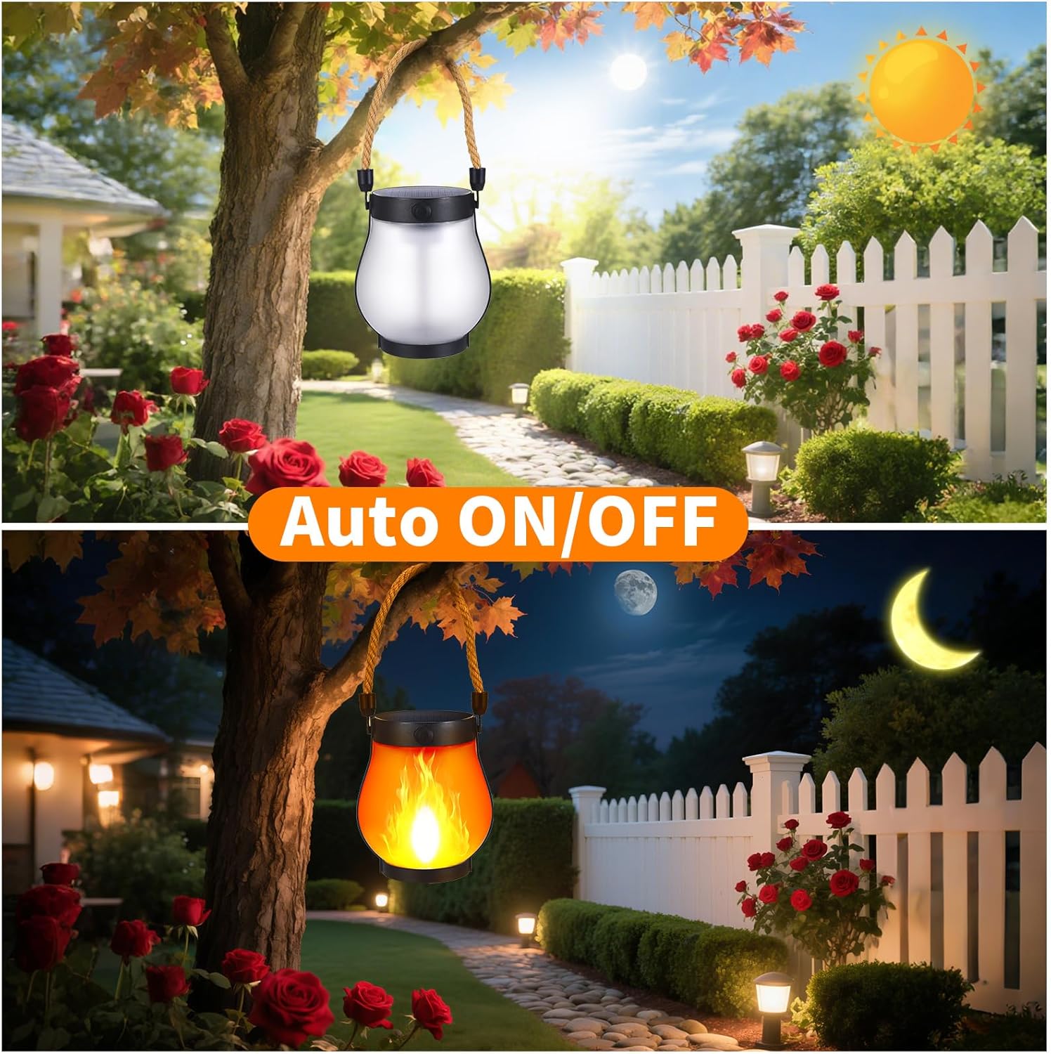 2 Pack Solar Flame Lanterns, F - Fire Torch Solar 评论和价格