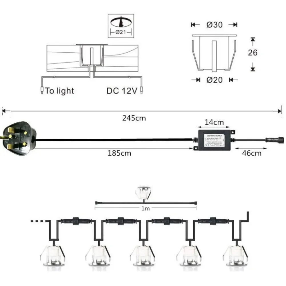 32mm LED Recessed Deck Lights  - Ground Light Recessed 评论和价格