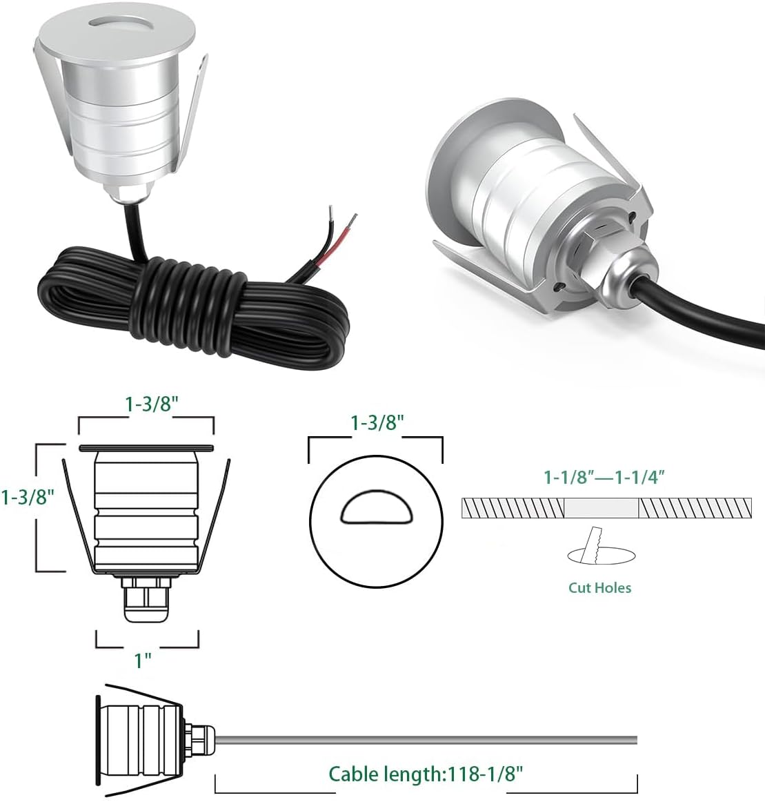 Recessed LED Step Light 1W 10P - Ground Light Recessed 评论和价格