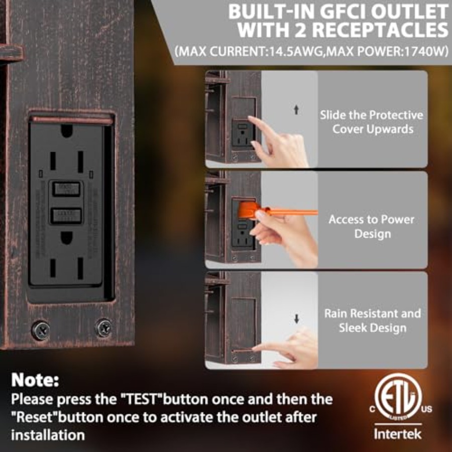 Outdoor Light with GFCI Outlet - Solar Wall Sconce 评论和价格