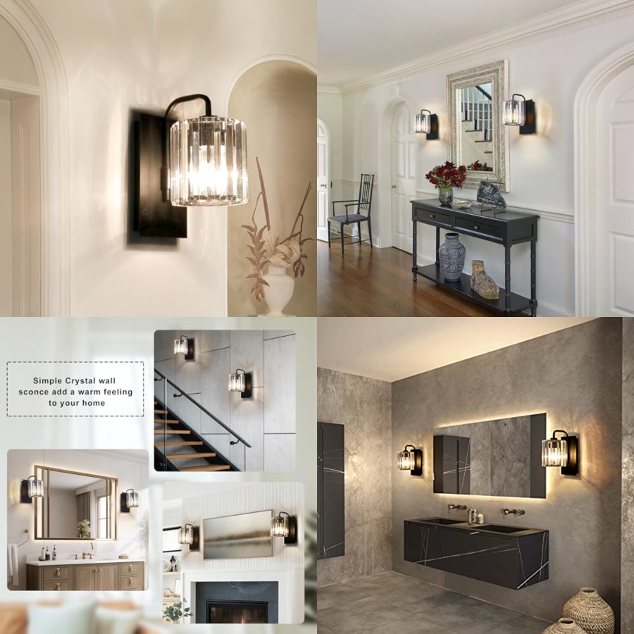 Crystal Wall Sconces, Black Sc - Solar Wall Sconce 评论和价格