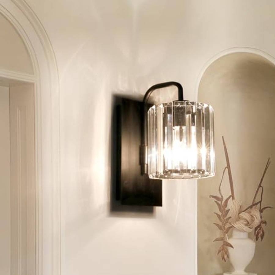 Crystal Wall Sconces, Black Sc - Solar Wall Sconce 评论和价格