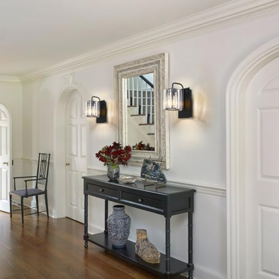 Crystal Wall Sconces, Black Sc - Solar Wall Sconce 评论和价格