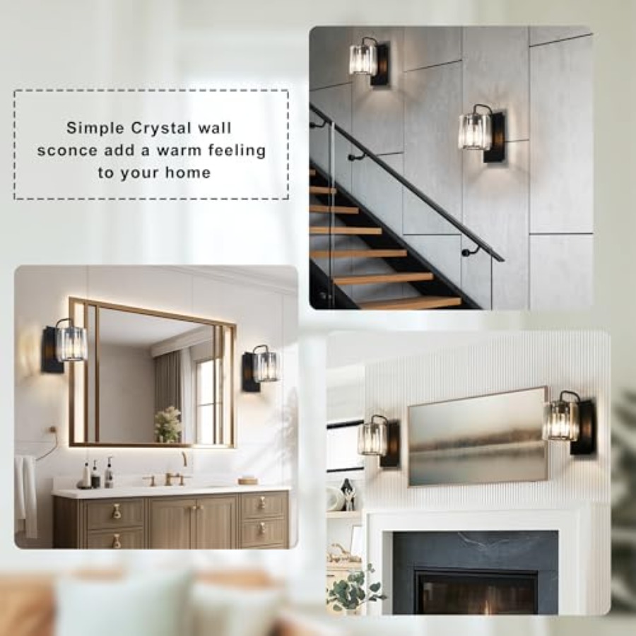 Crystal Wall Sconces, Black Sc - Solar Wall Sconce 评论和价格