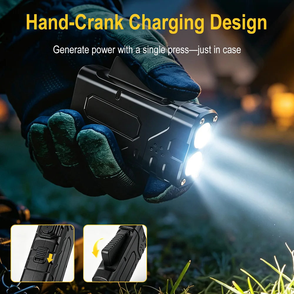 BORUIiT Hand Crank EDC LED Fla - Outdoor Lighting Diy 评论和价格