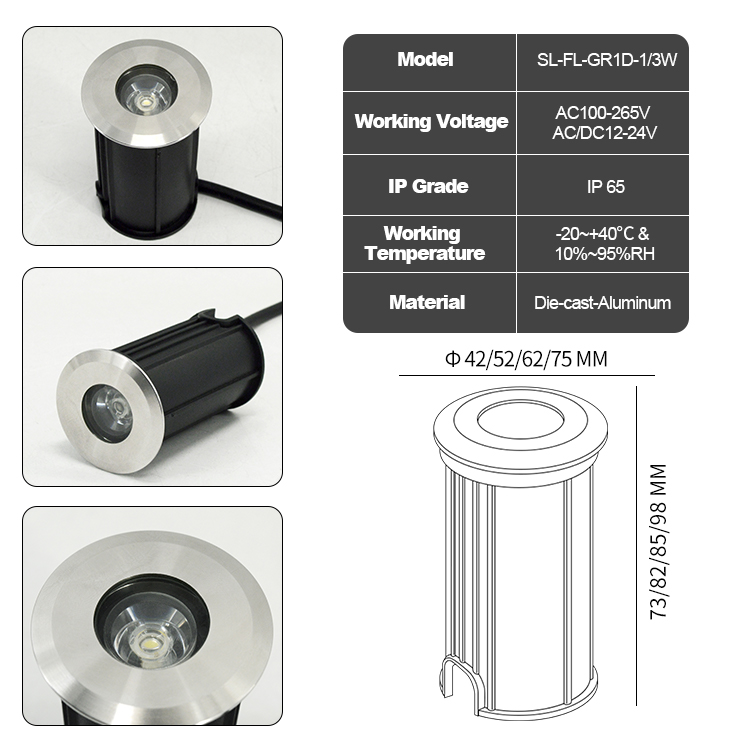 1W/3W DC12v IP65 Waterproof LE - Ground Light Recessed 评论和价格