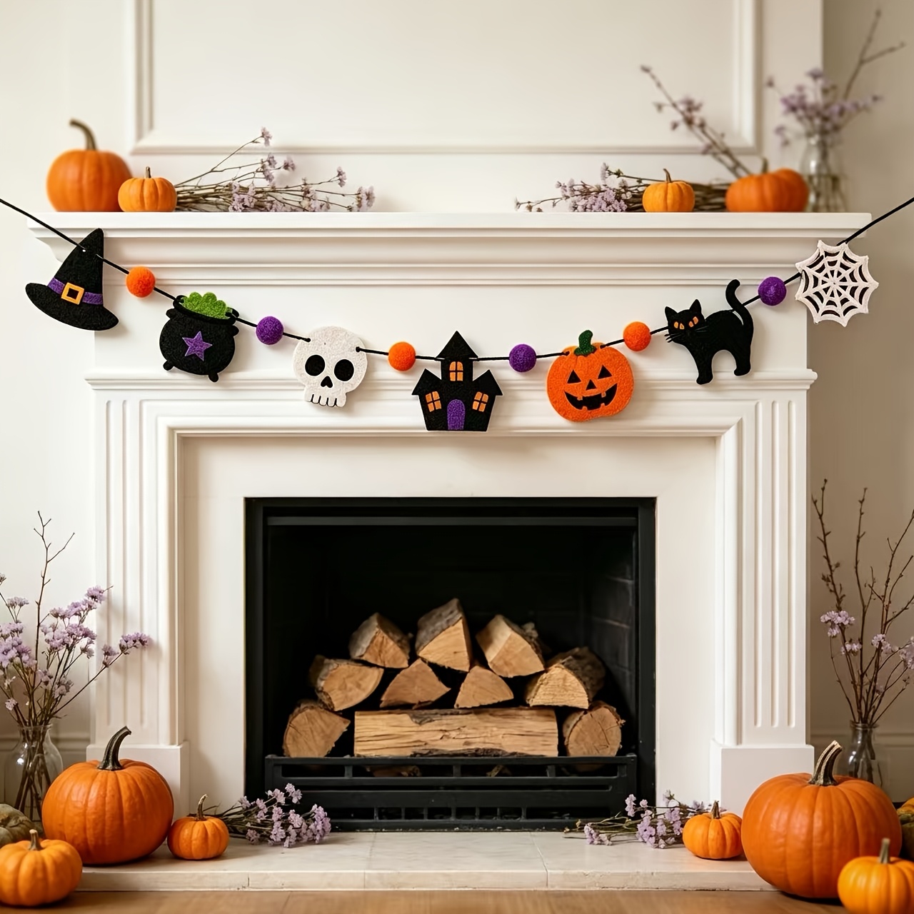 Halloween Felt Garland Skull B - Outdoor Lighting Halloween 评论和价格