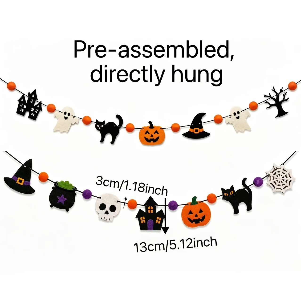 Halloween Felt Garland Skull B - Outdoor Lighting Halloween 评论和价格