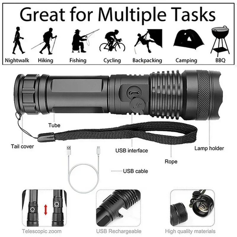 High Power XHP70 Led Flashligh - Outdoor Lighting Diy 评论和价格
